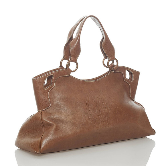 Cartier Marcello Punching Handbag Brown Leather Ladies CARTIER - Picture 2 of 12